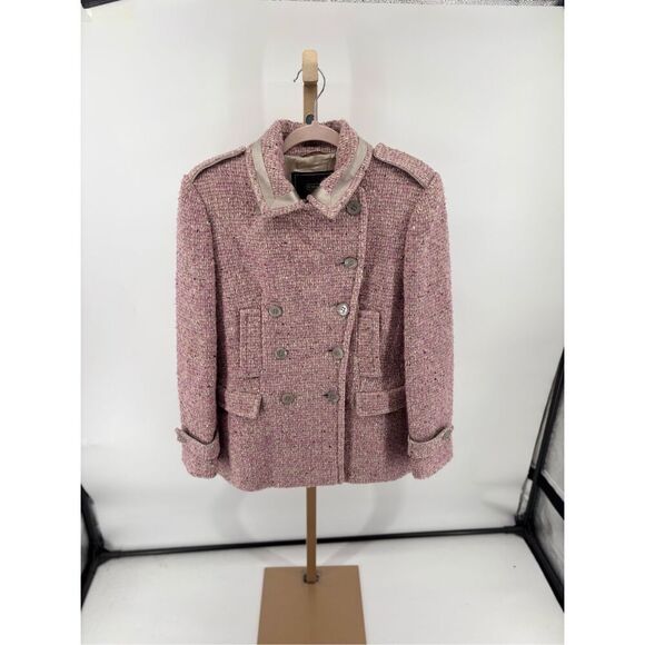 COACH SIGNATURE Pink Boucle Wool Mohair Coat Women’s Size 10 - Picture 14 of 15